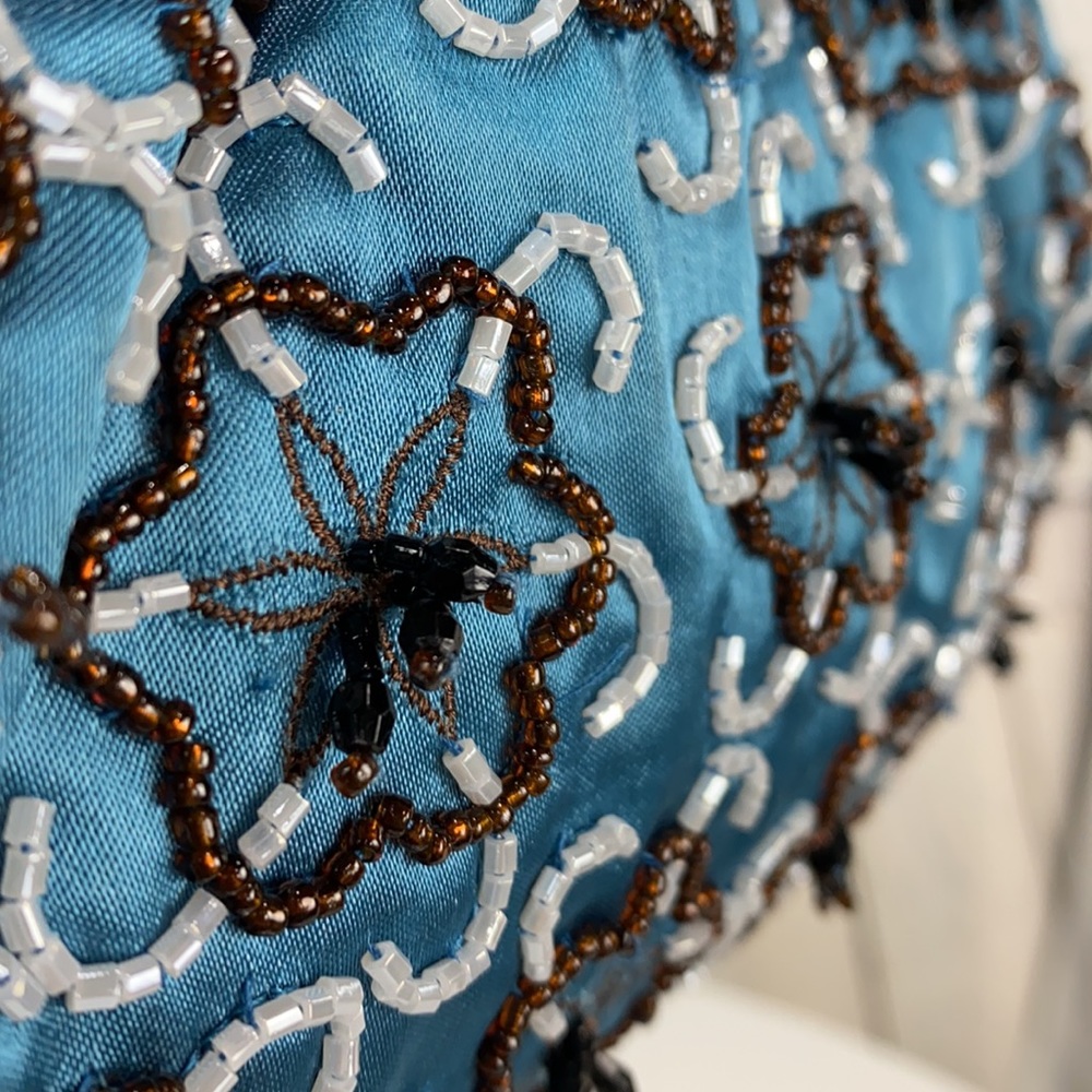 KATE LANDRY Beaded Blue/Brown/White/Gold Shoulder/Crossbody/Clutch Bag - Picture 6 of 17